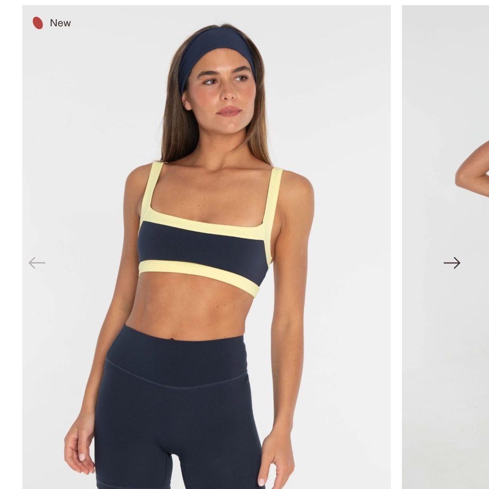 Form Activewear Navy & Pale Yellow Square Neck Sports Bralette